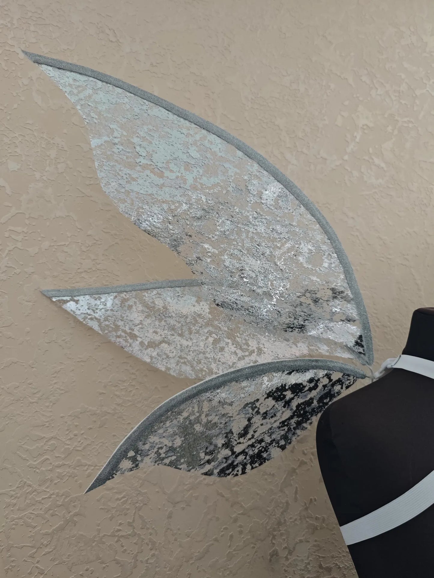 Decorative silver foil fantasy fairy wings costume